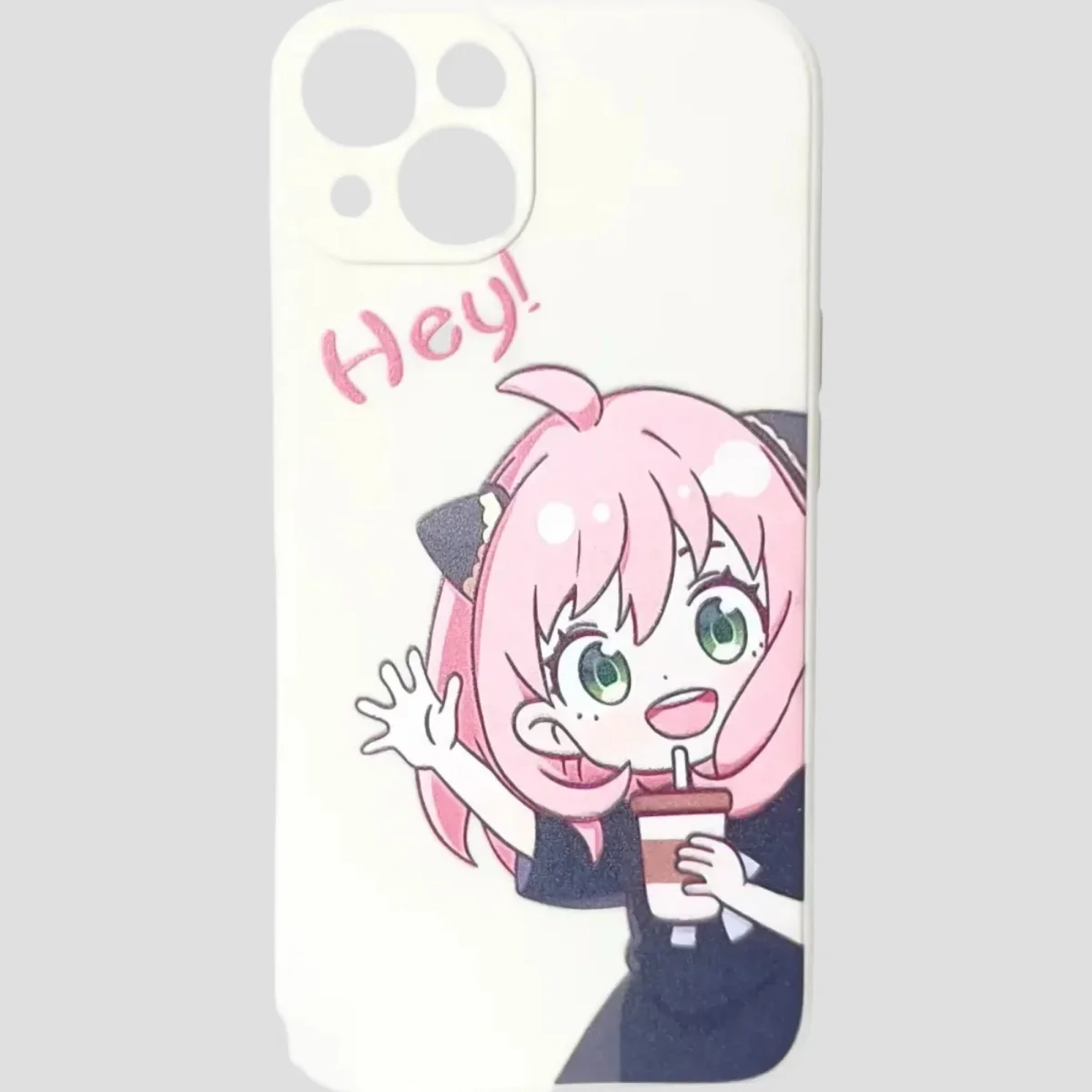 Coque iPhone 13 blanche avec Anya Forger Hey – Spy x Family – Image 2